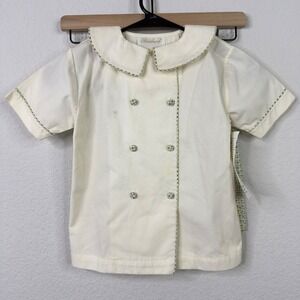 Strasburg 2PC Shorts Set Boys 4 Ivory Green VTG Gingham‎ Classic Preppy Cottage